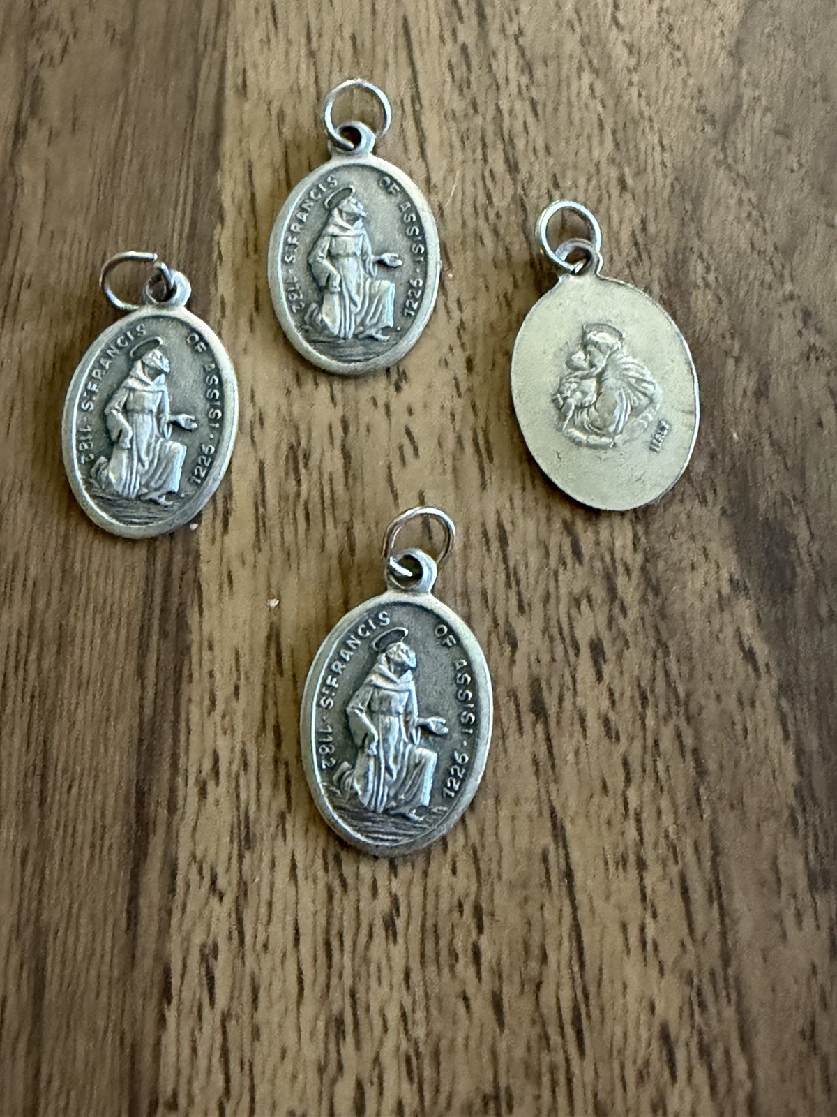 Vintage Lot Of (4) St. Francis of Assisi Italy Silver-tone Medals