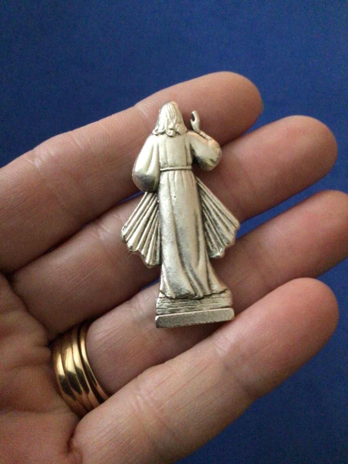 JESUS DIVINE MERCY Silver Metal Saint Pocket TOKEN Jesus I Trust in You Icon