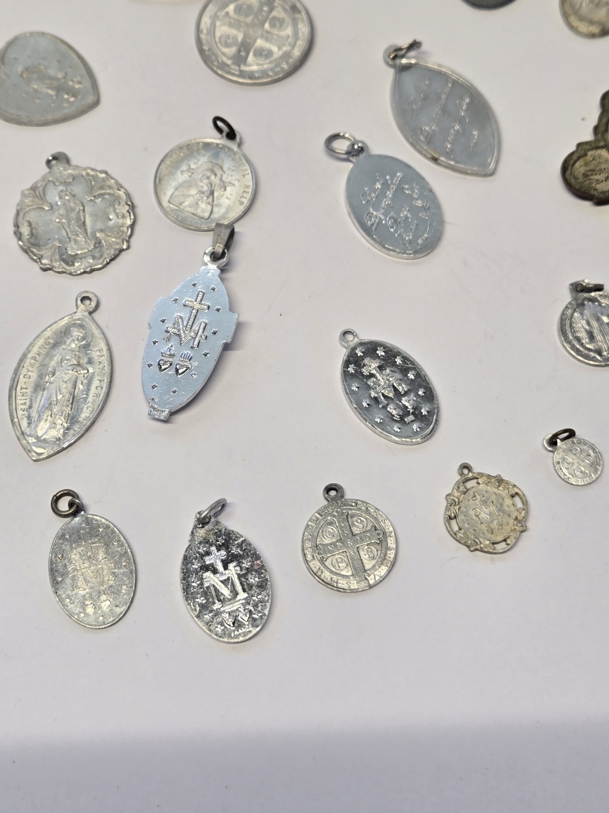 Vintage 39 Piece Lot Aluminum Catholic Medals Half Marked Italy France Germany