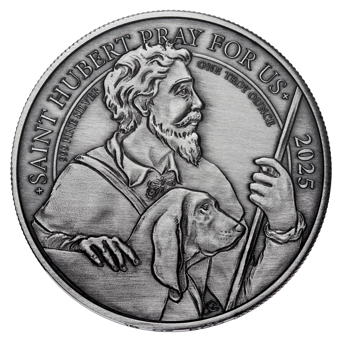 2025 Saint Hubert 1 oz .999 Fine Silver Coin Antique Finish (Only 500 Made)