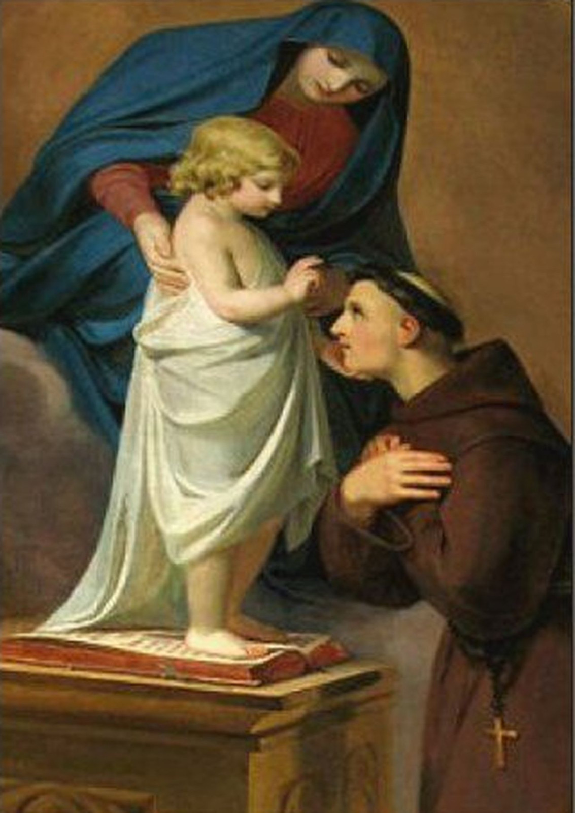 St Anthony / Cross Medal Italy Necklace 24″ Ball Chain Gift Box Prayer Card