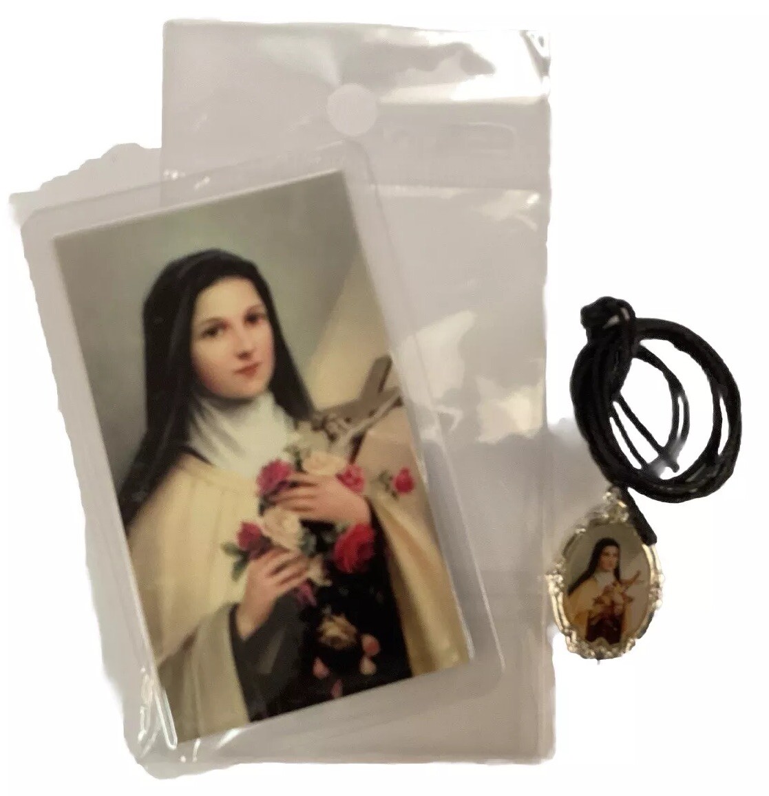 St Therese Medal Pendant Charm Silver Tone. Medalla De Santa Teresita Y Estampa