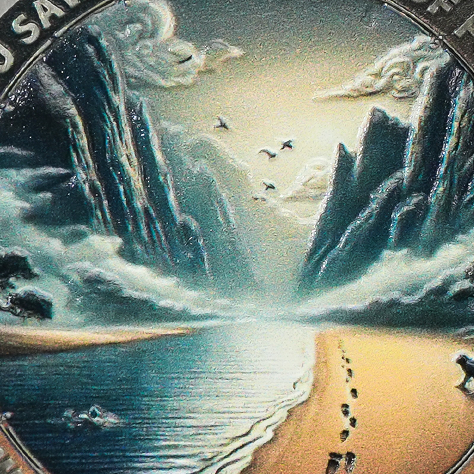 5pcs Christian Challenge Coin Footprints In The Sand Deuteronomy 31:8 Verse Coin