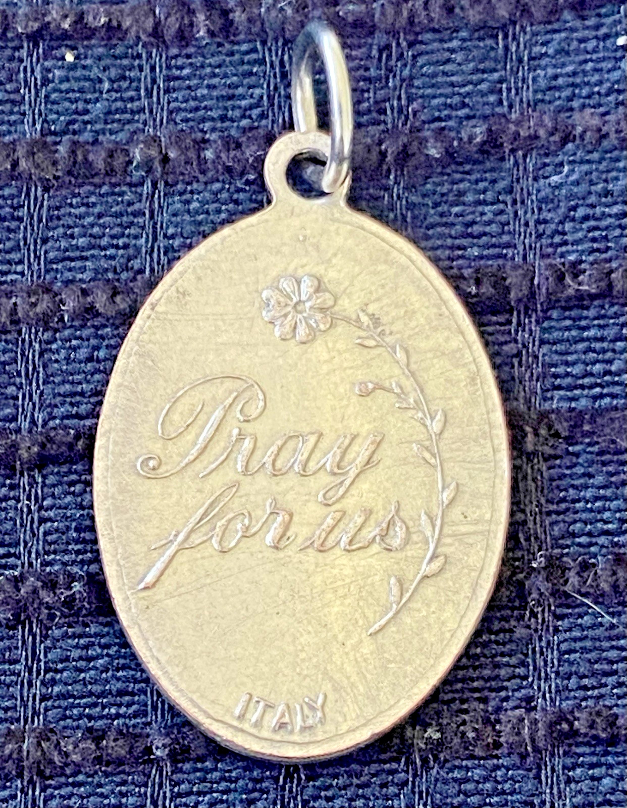 Vintage Saint Blaise Oval Silver Tone Medal / Pendant / Charm Marked Italy 1.25”