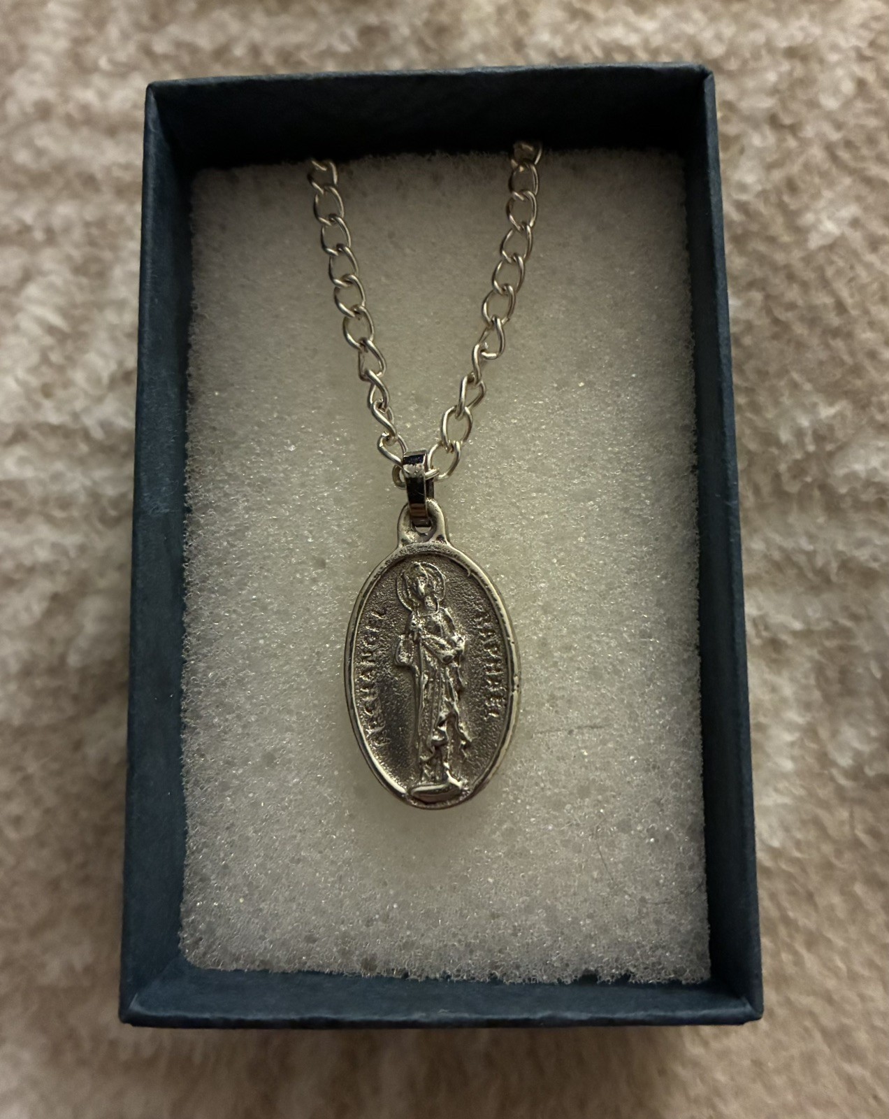 Vintage Archangel Raphael Sterling Silver Pendant