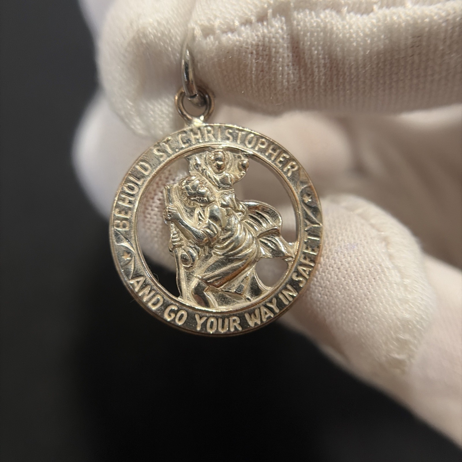 Vintage Sterling Silver Catholic St Christopher Medal Pendant 5.2G