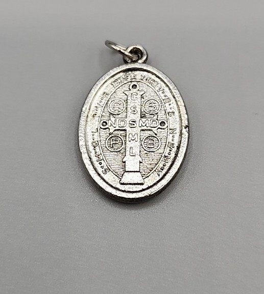 St Saint Benedict Silver Tone Christian Pendant Unknown Age