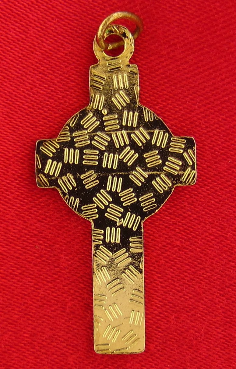 2 BLUE ENAMEL CROSSES Medals Goldtone Religious Catholic Pendants JESUS ORTHODOX