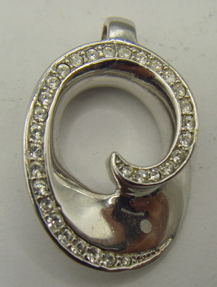 1950s vintage silver tone metal diamante gems Milky Way spiral galaxy 54582