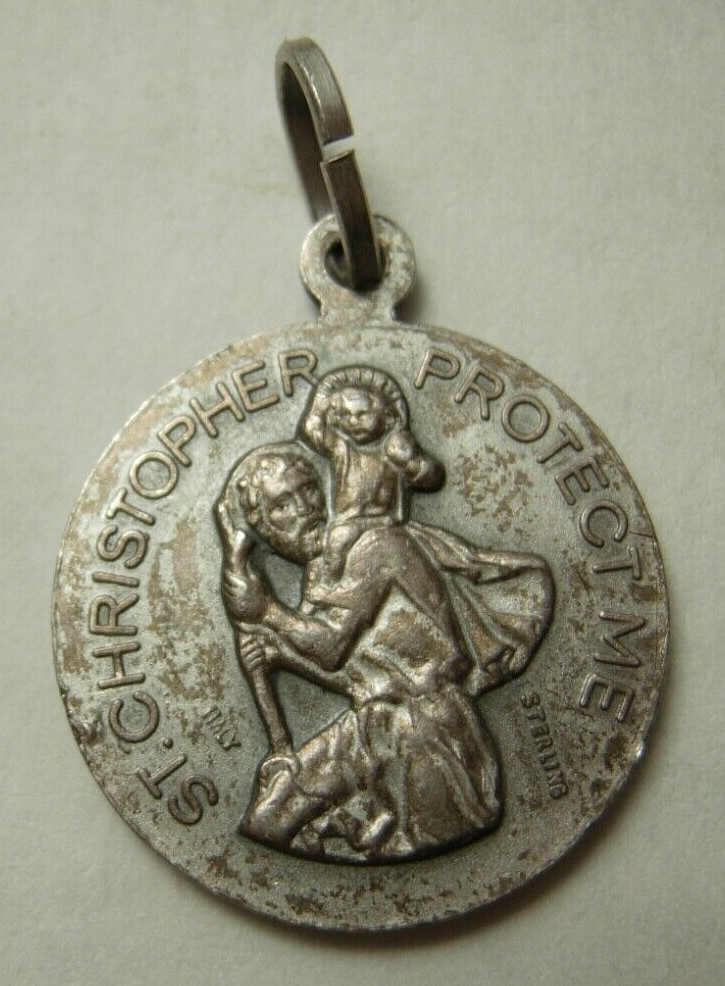 1950s Hockey / Saint Christopher Sterling Catholic Medal