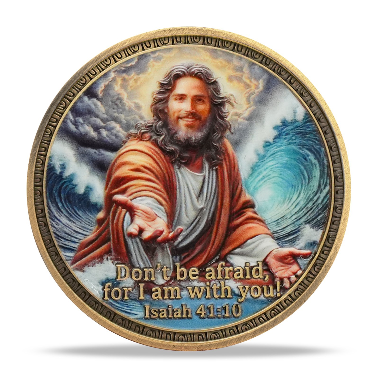 5pcs Jesus Christian Coin Isaiah 41:10 Verse: Don’t Be Afraid, For I Am With You