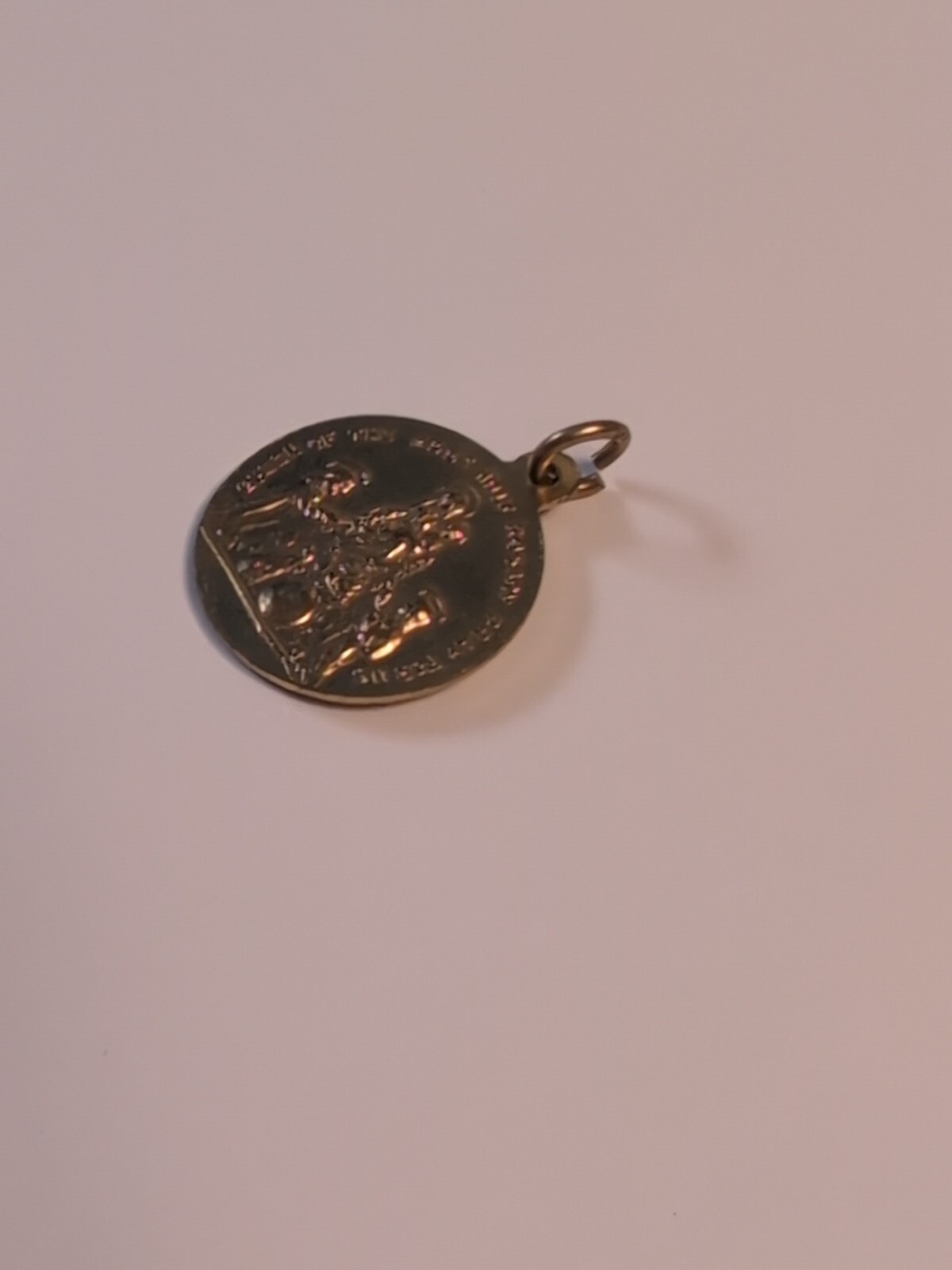 St. Dominic Queen of the Most Holy Rosary Medal Pendant Pray For Us Gold Tone