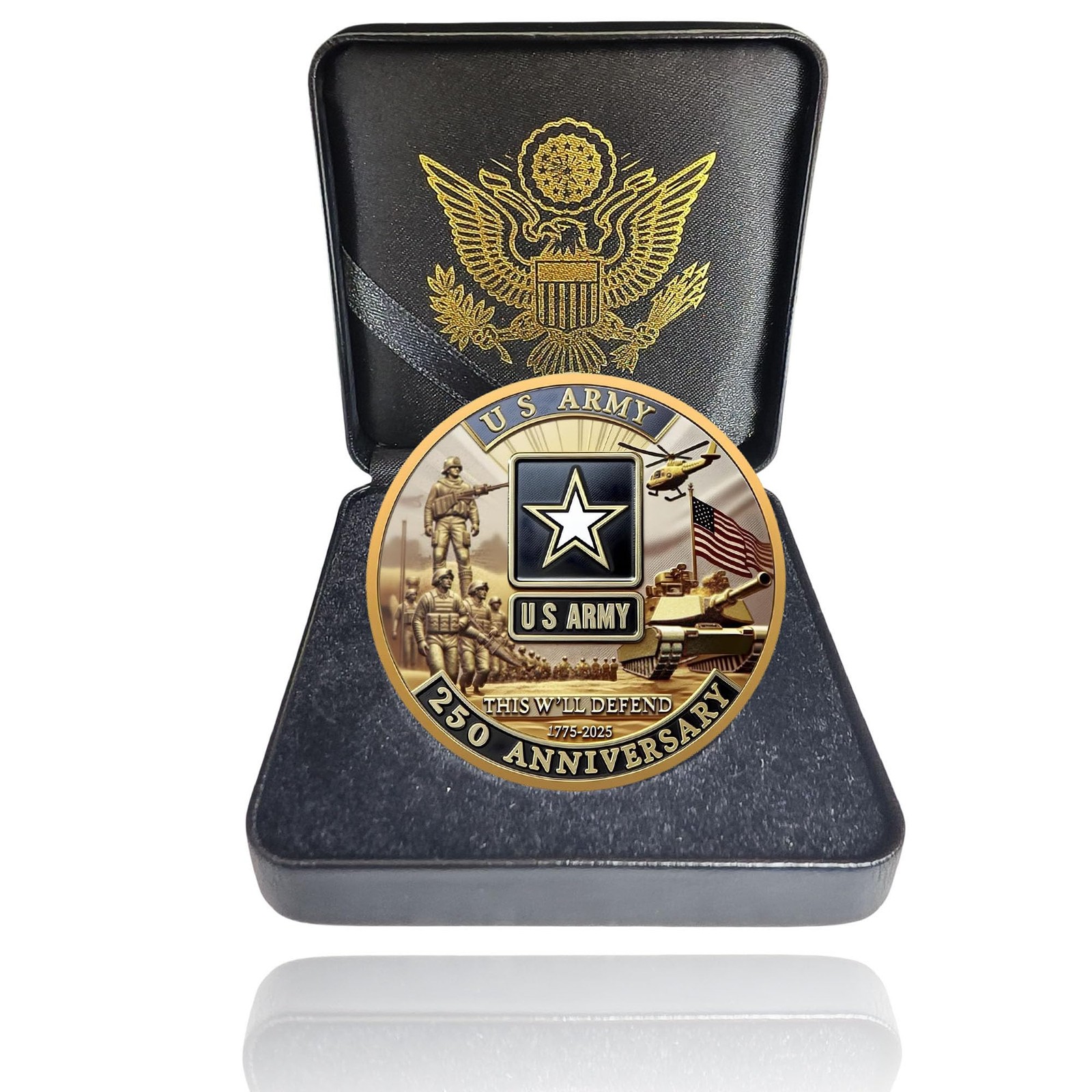 Army 250th Anniversary Coin Navy 1.57 Inches, Gold