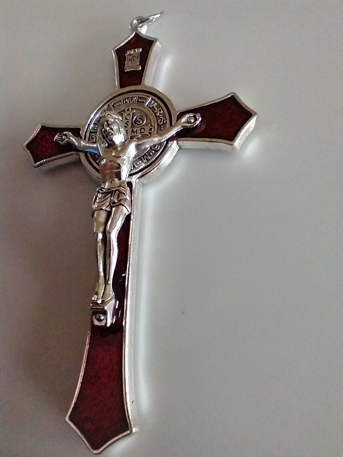 Catholic Large Red Enamel St Benedict 4.5″ Crucifix Cross Religious