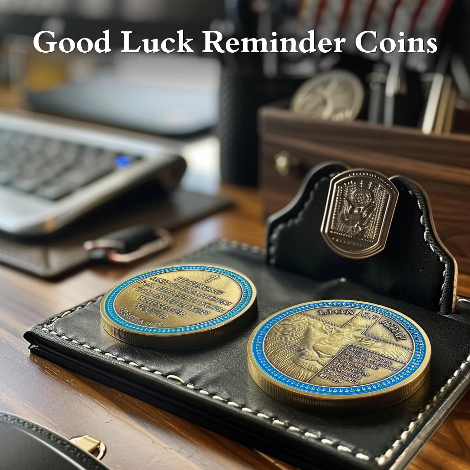 10Pcs Lion of Judah Challenge Coin Joshua 1:9 Verse Christian Inspirational Gift