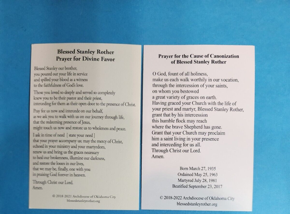 Blessed Stanley Rother 1″ Devotional Medal on a 26″ Ball Chain with Prayer Cards