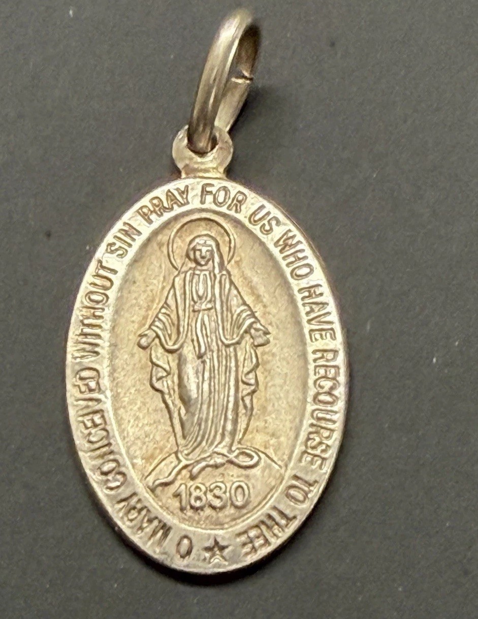 Italy 925 Sterling Silver Holy Mother Mary Miraculous Medal Pendant