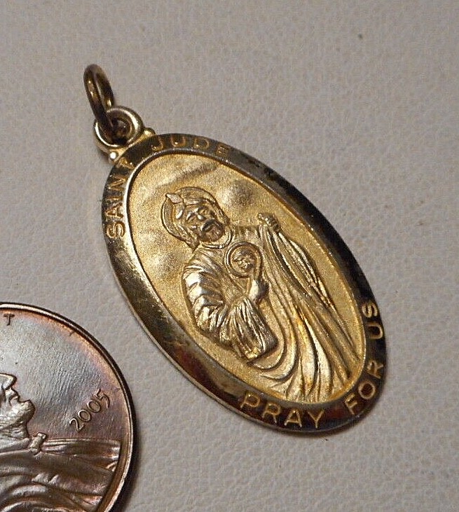 Catholic Gold-Plated Sterling Silver St Jude Pray for Us Medal Pendant by Chapel