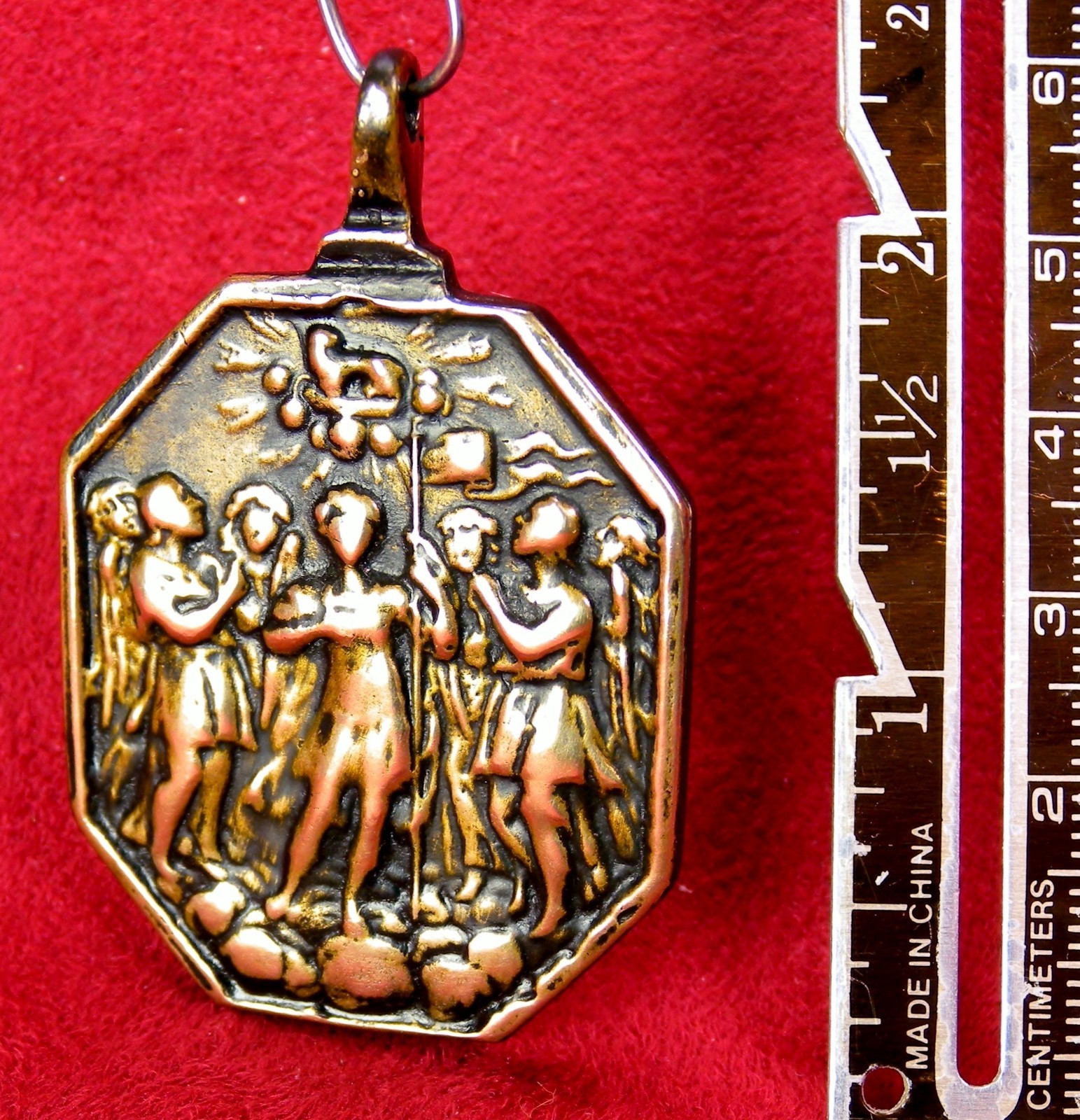 RARE SPANISH COLONIAL 7 ARCHANGELS & CATHOLIC HOLY TRINITY ANTIQUE BRONZE MEDAL