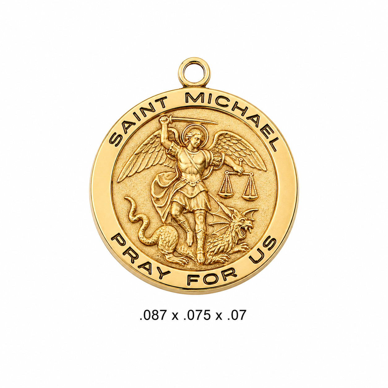 Gold Plated Sterling Medals St. Michael Pray For Us Round Jewelry Pendant