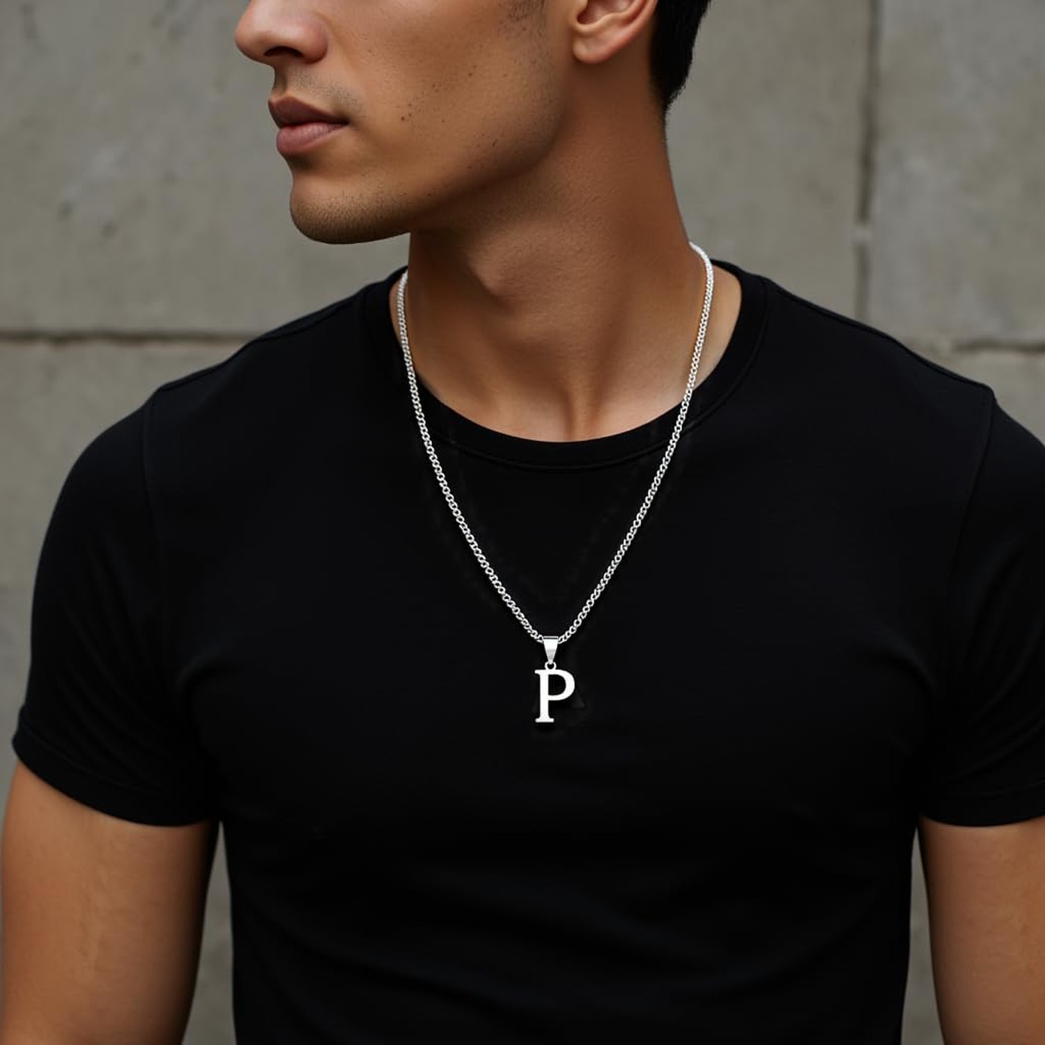 Initial Necklace for Men Women 14K Gold Plated Stainless Steel 26 Capital Let…