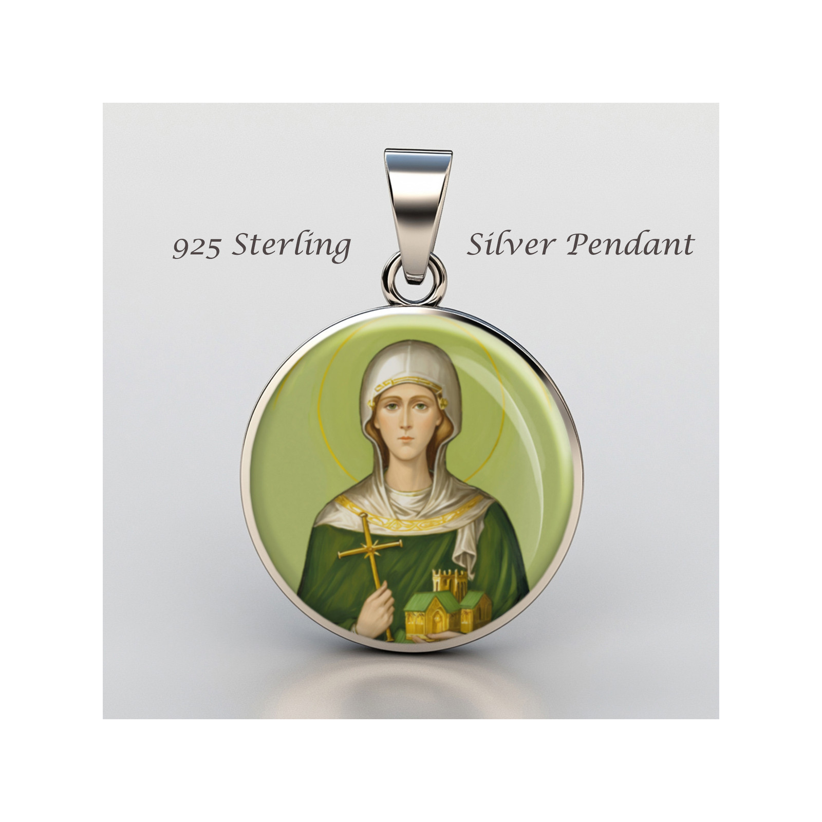 Saint Audrey Aethelthryth Of Ely 925 Sterling Silver Christian Medal
