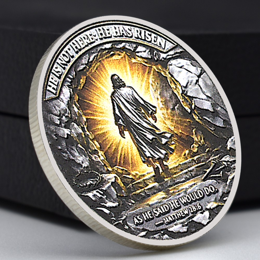 Jesus Crucifixion & Resurrection Commemorative Coin – Christian Gift Collectible
