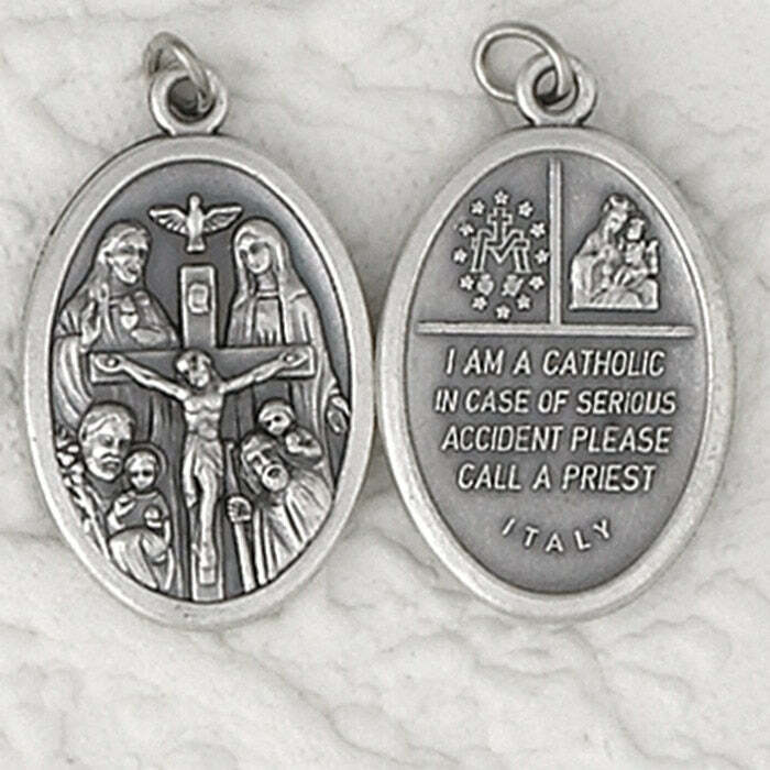 4-Way Cross Double Sided Italian Silver Tone OX 1 inch Medal 108-34-0023