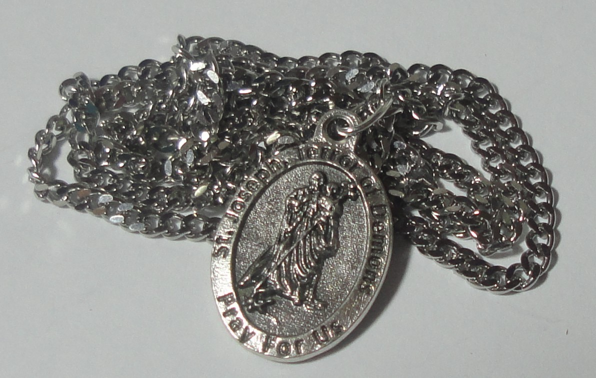 St Joseph “Terror of Demons” Holy Medal on 24″ Stainless Steel Chain