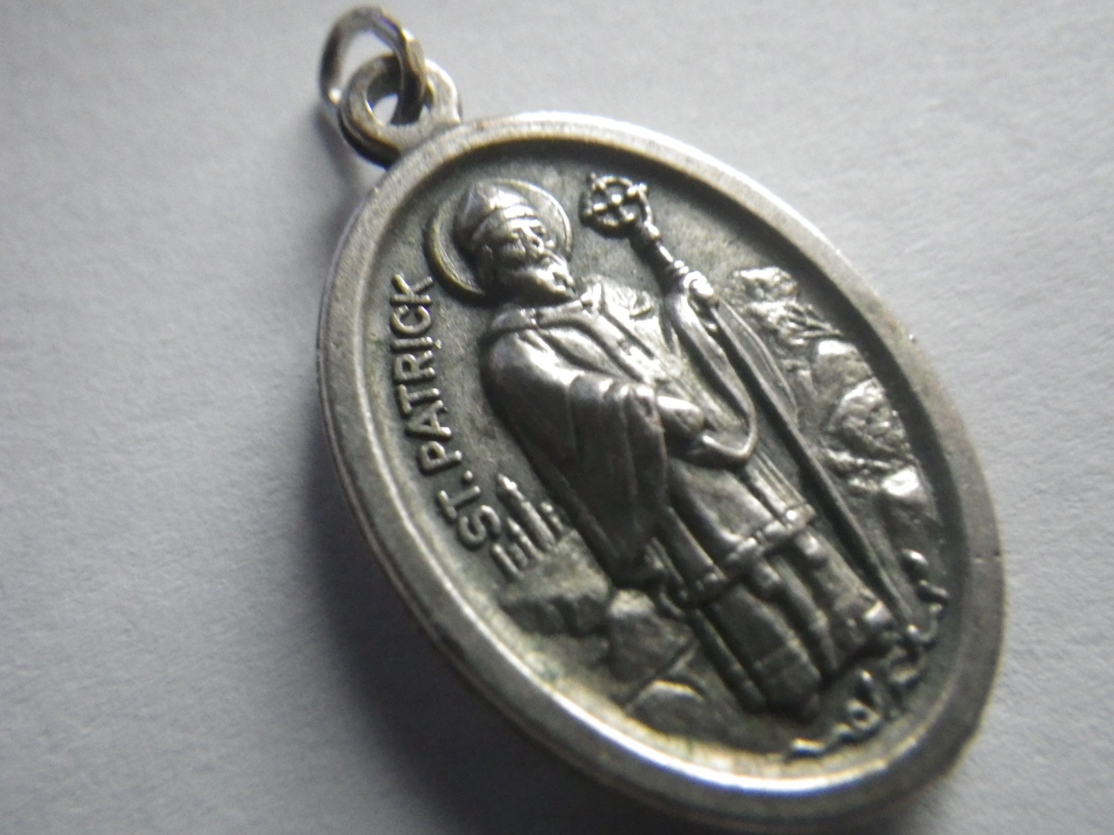 St. BRIDGET / St. Patrrick 2-Sided Handmade Silver Pendent-Approx. 7/8″x 5/8″