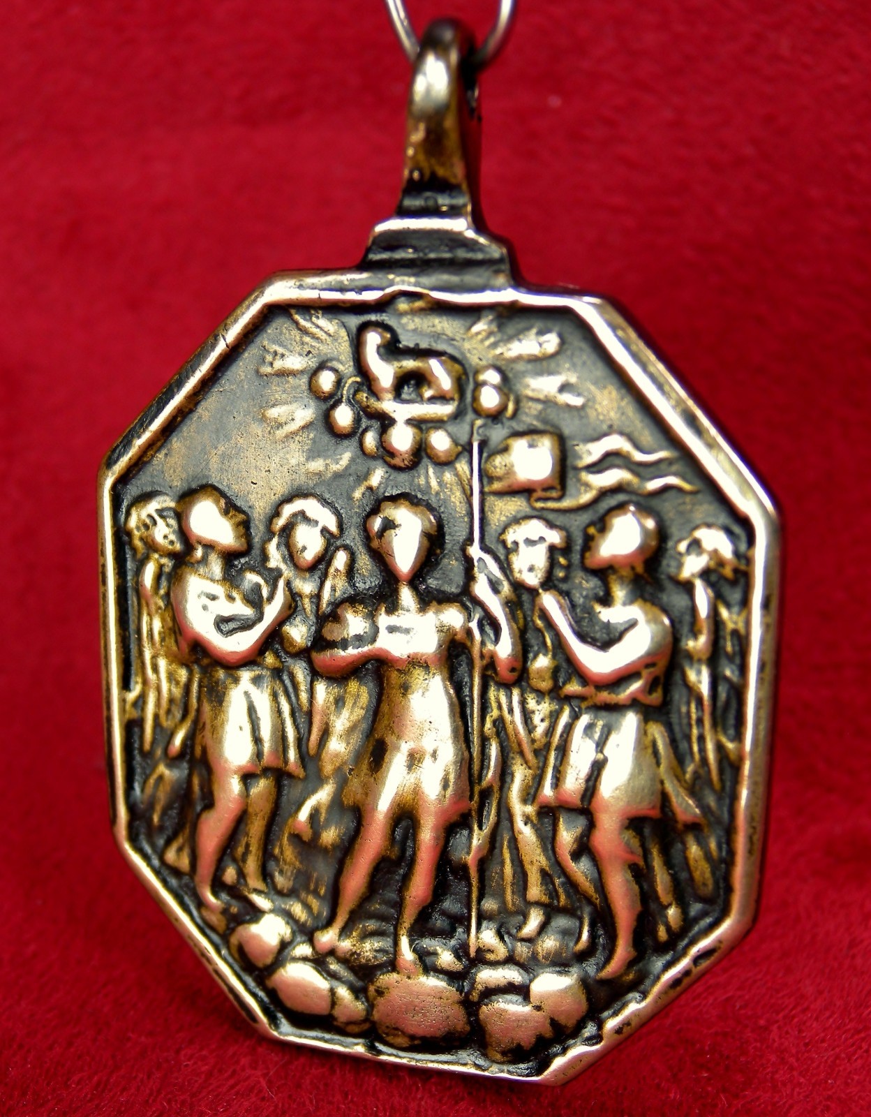 RARE SPANISH COLONIAL 7 ARCHANGELS & CATHOLIC HOLY TRINITY ANTIQUE BRONZE MEDAL