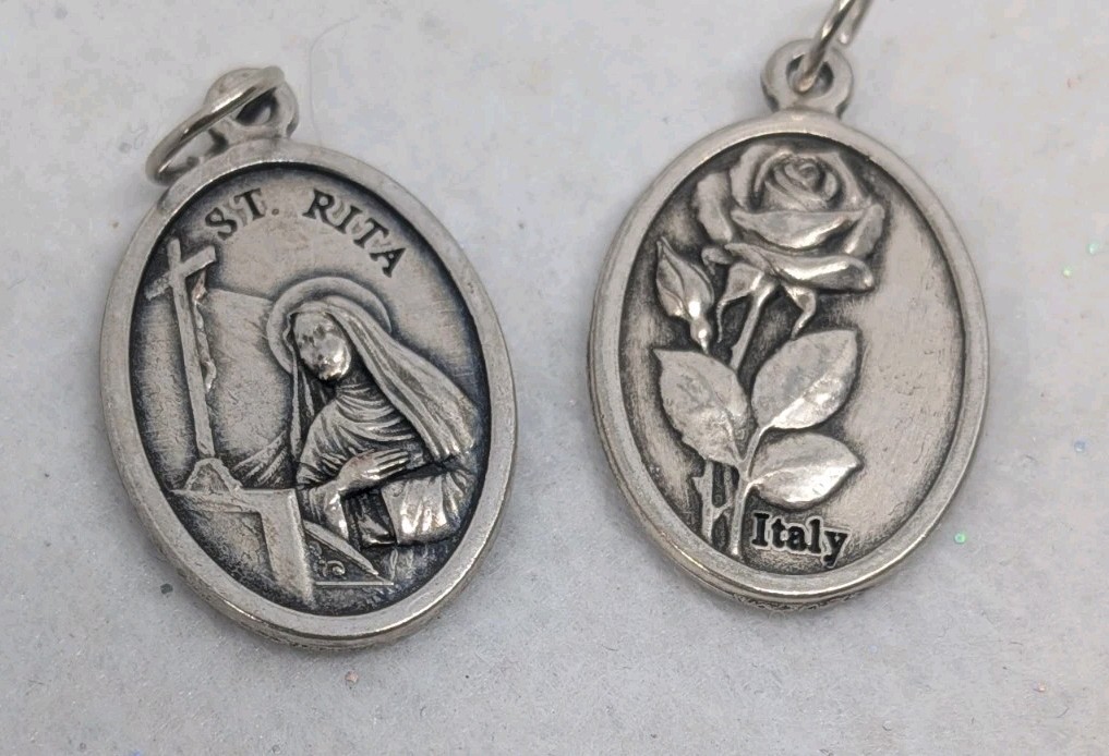 St Rita, Rose On Reverse Medal, Made In Italy
