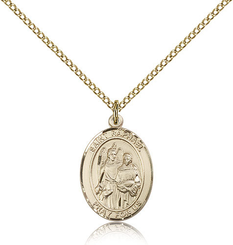 Saint Raphael The Archangel Medal For Women – Gold Filled Necklace On 18 Cha…