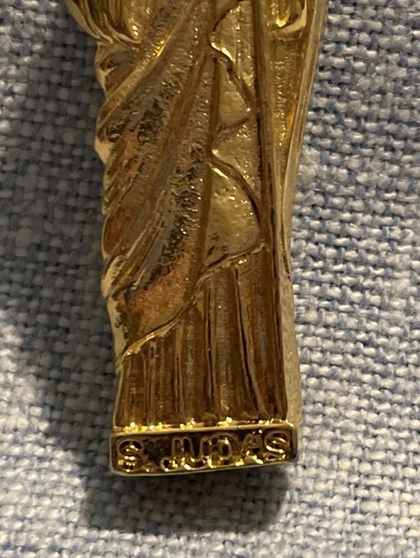 San Judas Tadeo Religious Medal Pendant Charm | Gold Tone