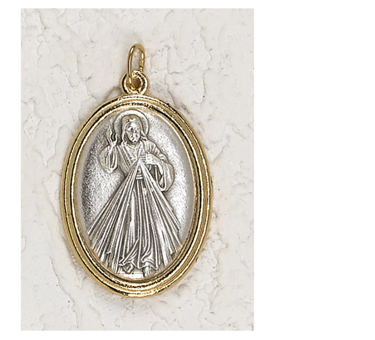 Divine Mercy – Pray for Us – Gold & Silver Tone Italian 1 3/4 inch Medal