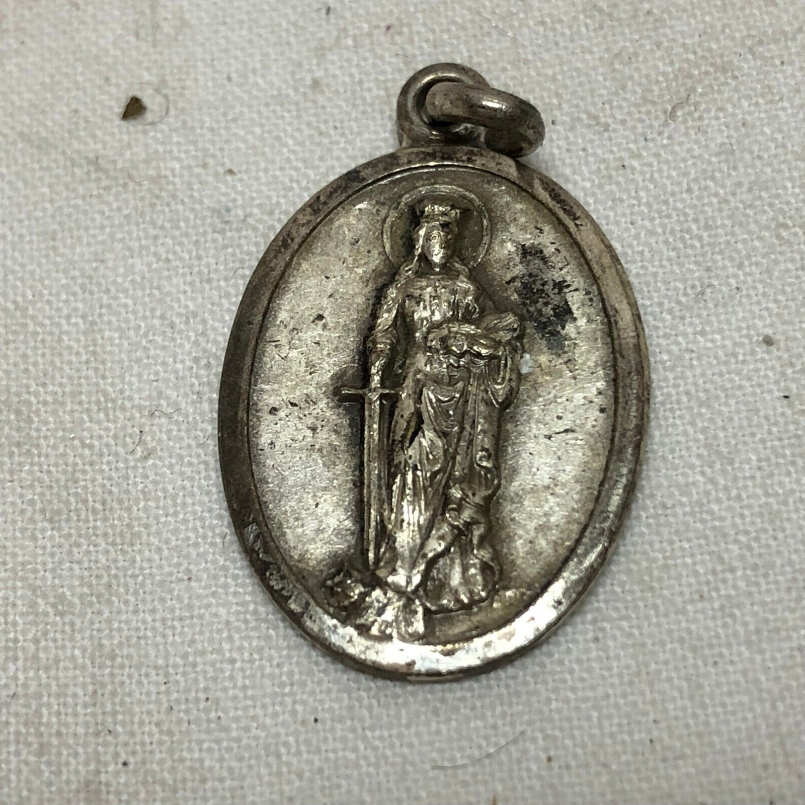 Vintage Religious Medal St. Dymphna Virgin and Martyr Pray for Us Made in Italy