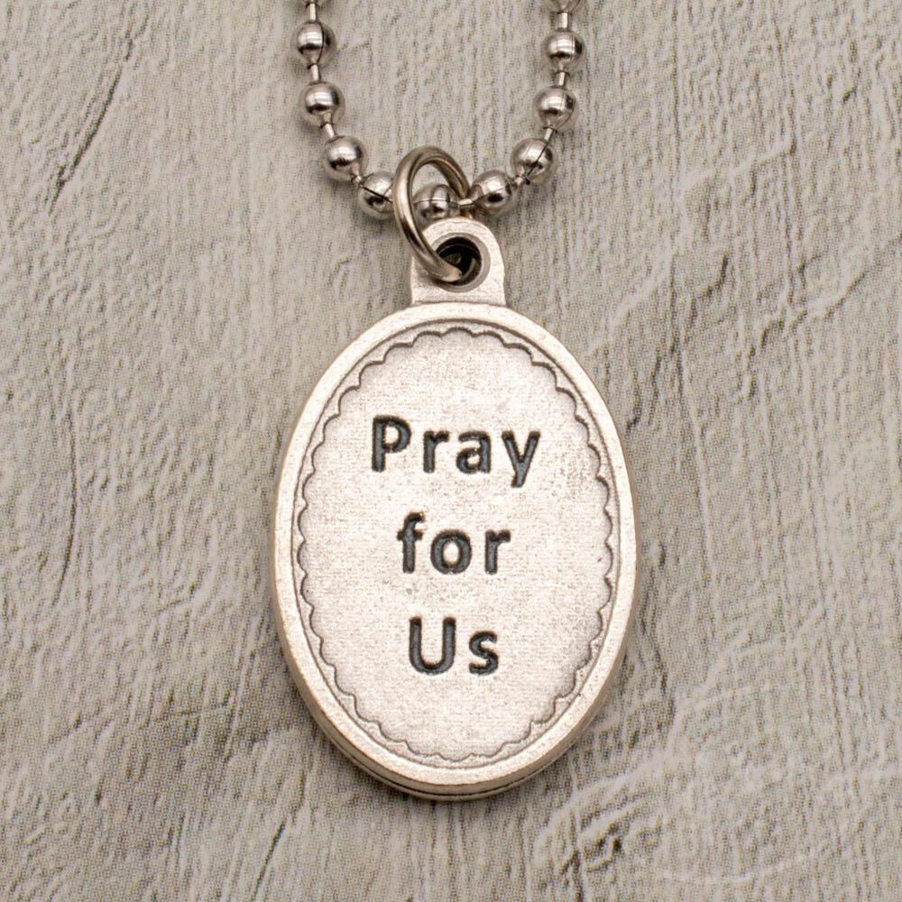 Saint St Dymphna Medal Pendant Necklace Patron Saint Of Stress And Anxiety Italy