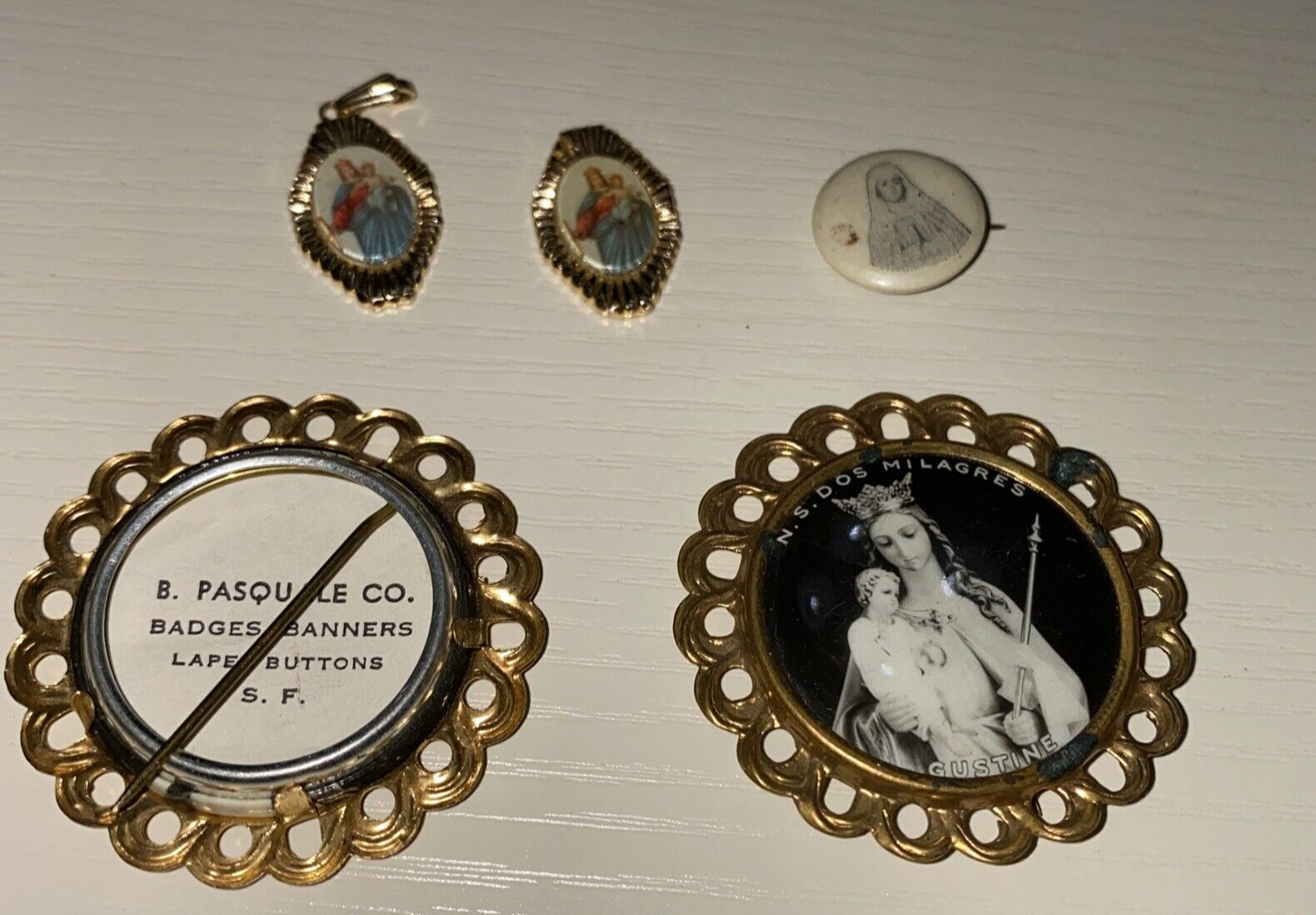 Vintage Religious Catholic Christian Pins Charm Pasquale Germany Unknown