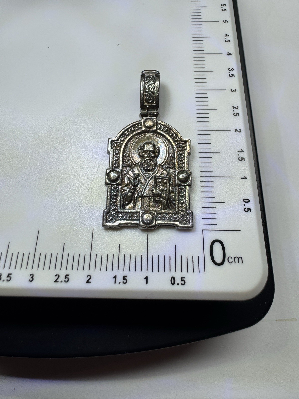 Orthodox Saint Nicholas Medal Silver 925 Christian Amulet Prayer Pendant 5.1g