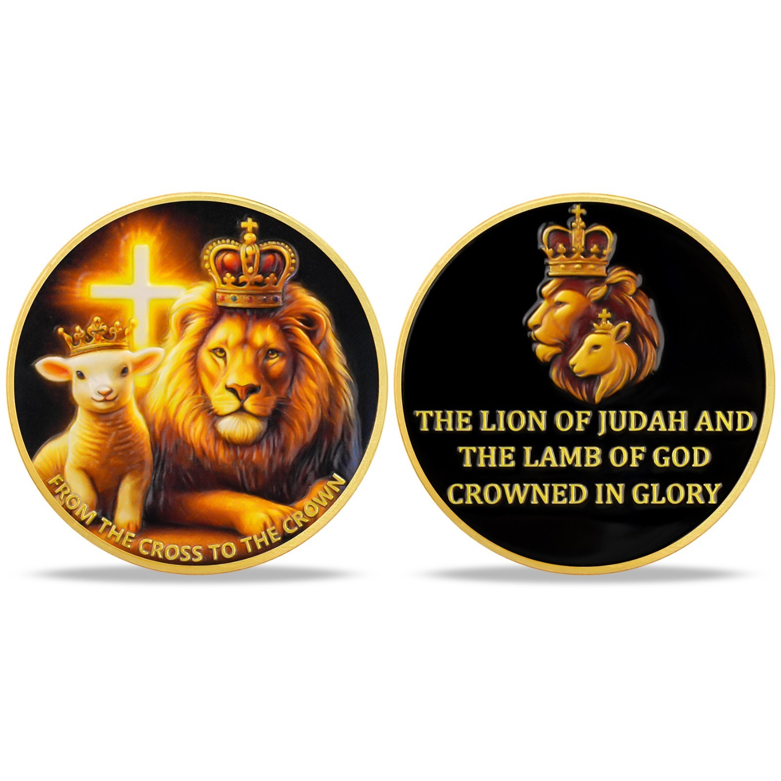 5pcs Christian Challenge Coin – Lion of Judah and Lamb Christianity Faith Gifts