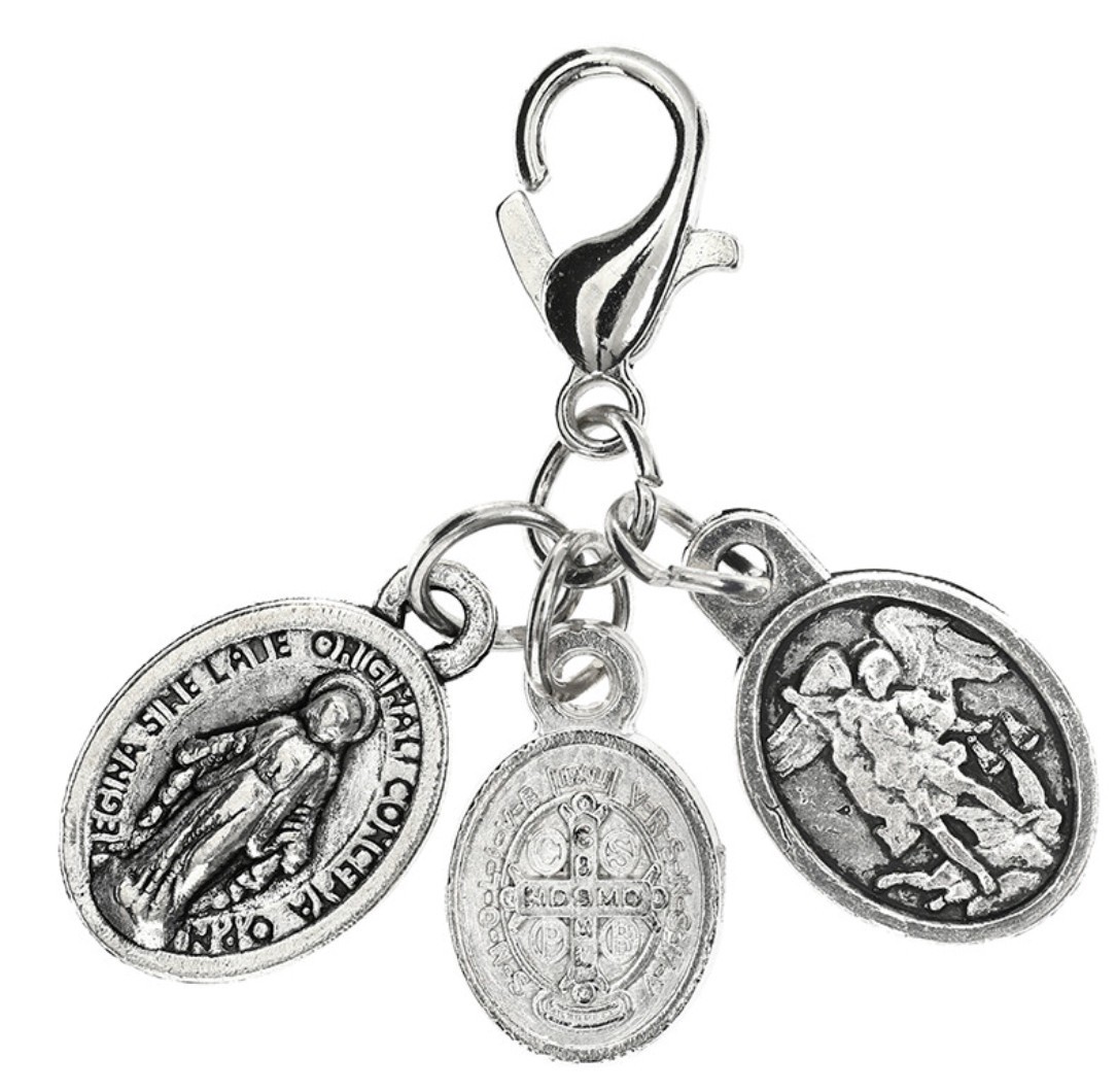 3 Devotional Medal Charms on a Lobster Clap, New #Gftshp-92