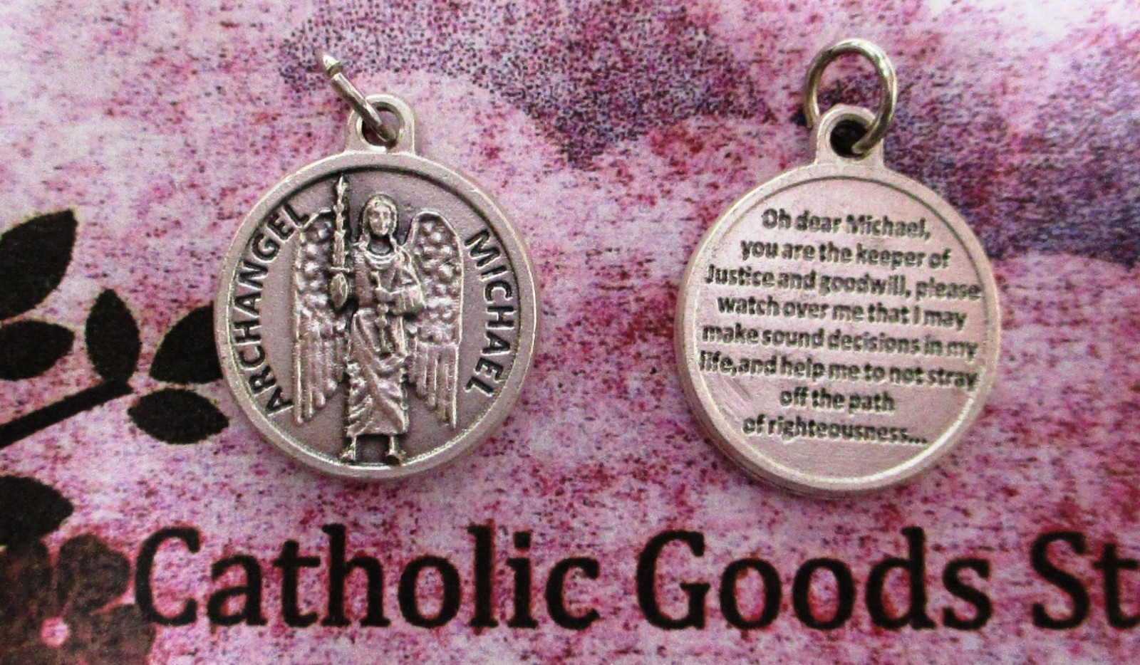 Saint St. Michael the Archangel – 3/4″ Silver Tone Round – Medal with Prayer.