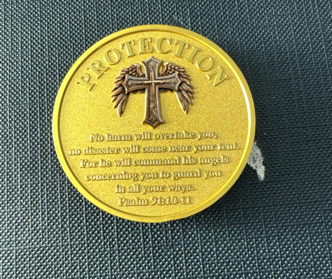 10pcs St Michael Archangel Prayer Coin Shield of Faith Psalm 91:10-11 Verse Coin