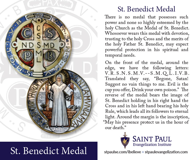 St Benedict Medal .75 Inch Saint Pendant + Ball Chain + Holy Card FREE SHIPPING