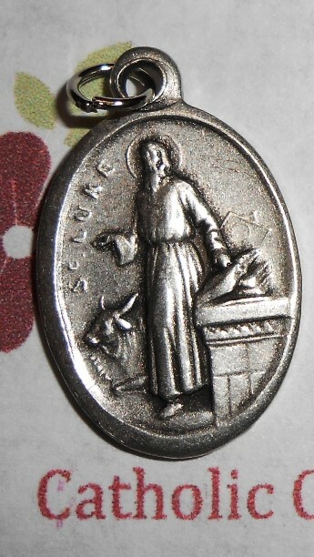 Saint St. Luke – Pray for Us – Italian Silver tone Oxidized 1 inch Medal