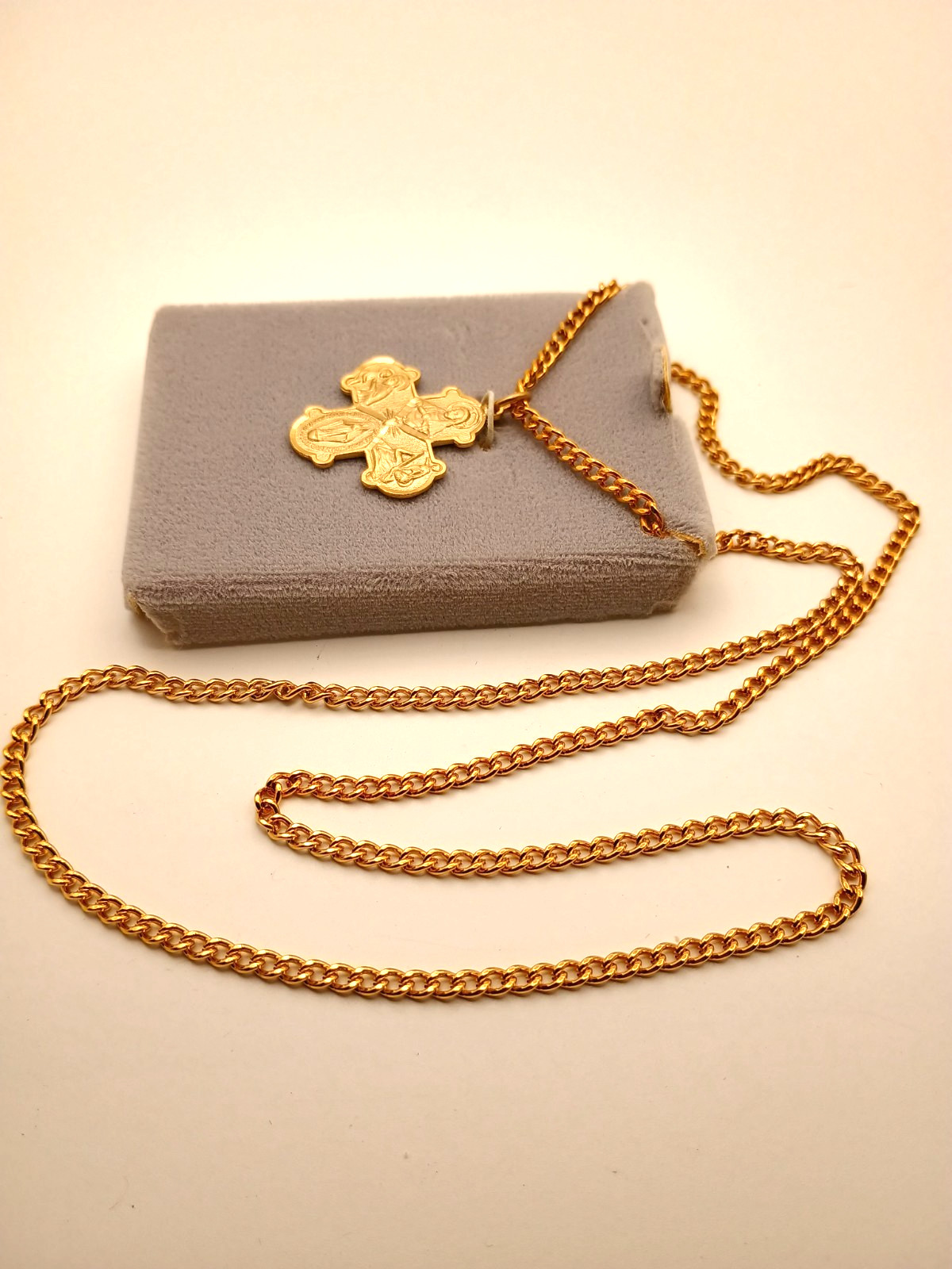 Vintage 14K Gold Filled 4 Way Catholic Cross Medal Pendant in Original Box