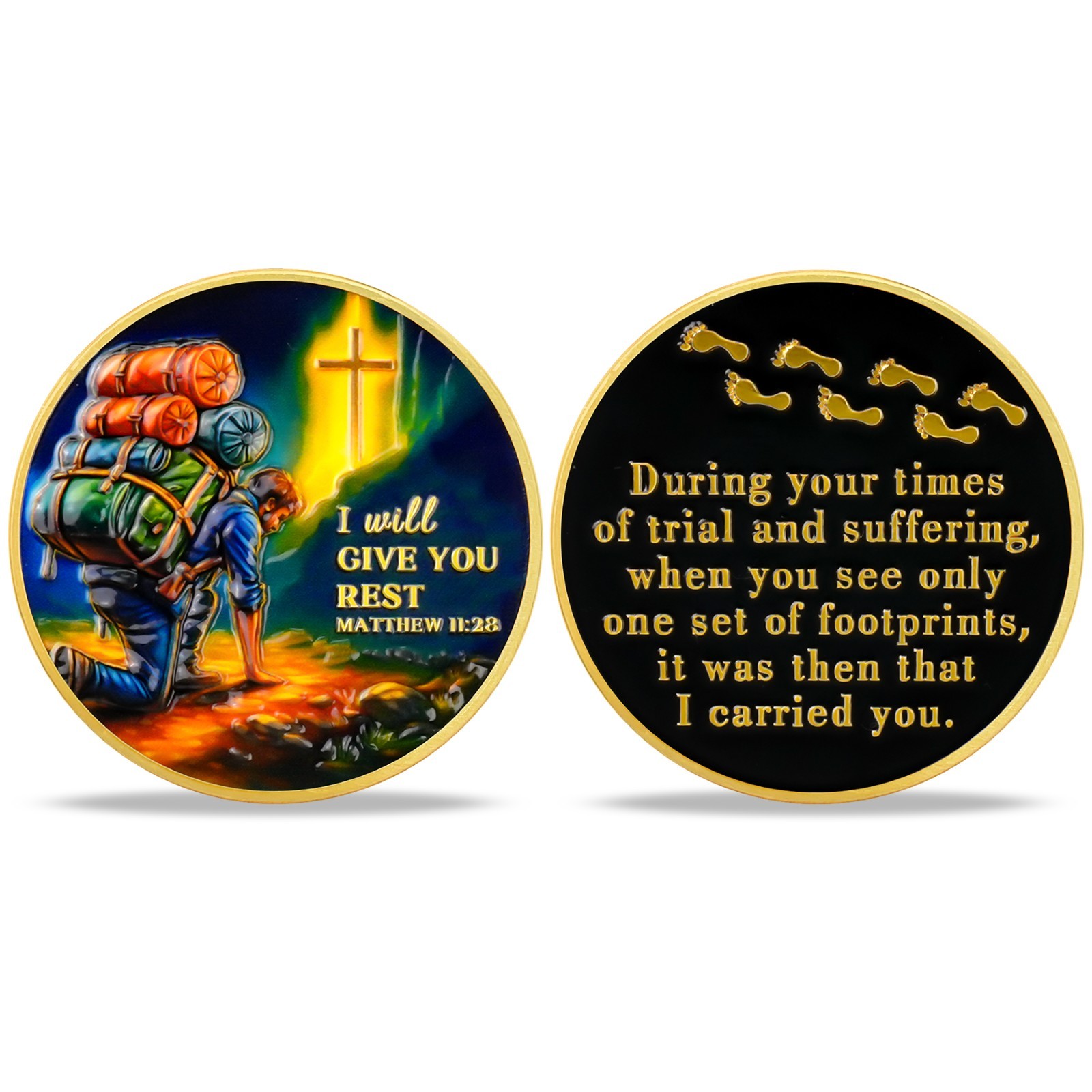 5pcs Christian Challenge Coin – I Will Give You Rest – Matthew 11:28 Verse Coin