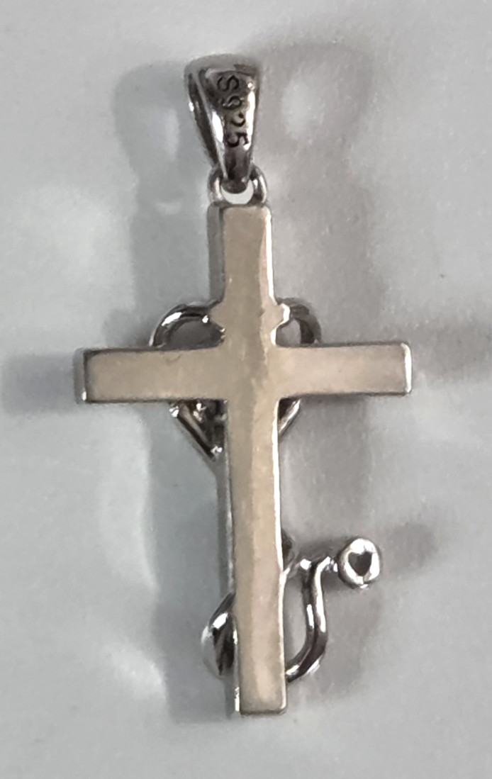 Sterling Silver 925 CROSS Pendant Nurse/Doctor STETHOSCOPE w/Green Stone