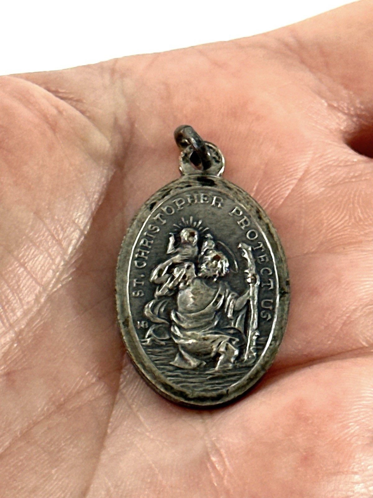 Vintage St. Christopher Protect Us Catholic Medal Pendant St. Peter & St. Paul