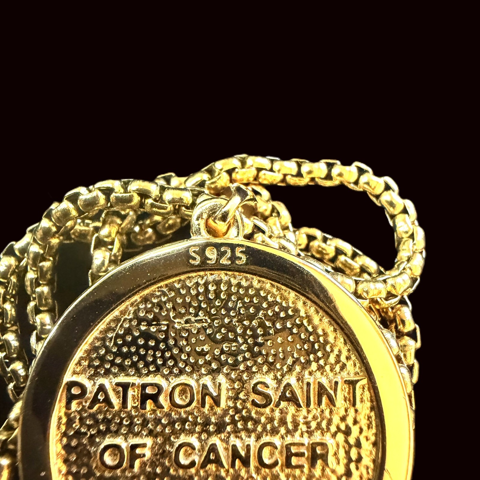 Gold Plated 925 Sterling Silver Saint Peregrine Patron of Cancer Medal Necklace